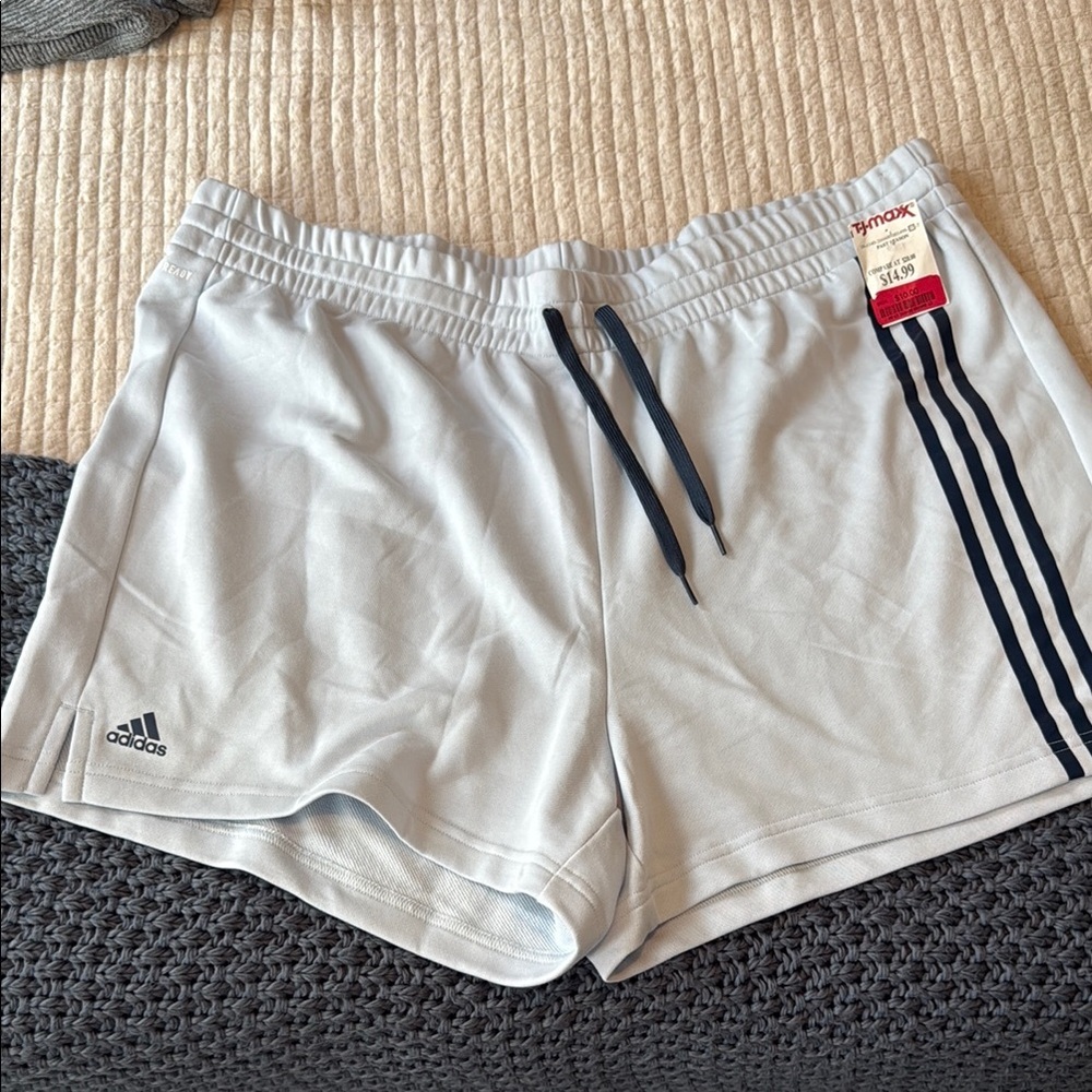 Adidas Blue Athletic Shorts with Signature Stripes